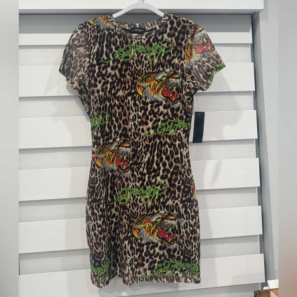 Ed hardy tiger stripes American traditional tiger tattoo design bodycon dress